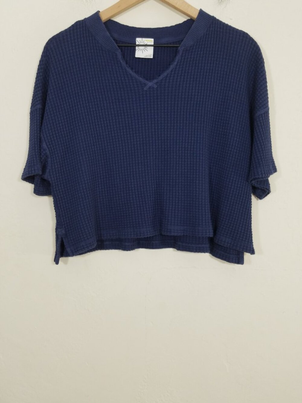 Offline by Aerie Waffle Cropped Top Stretchy Blue Size L